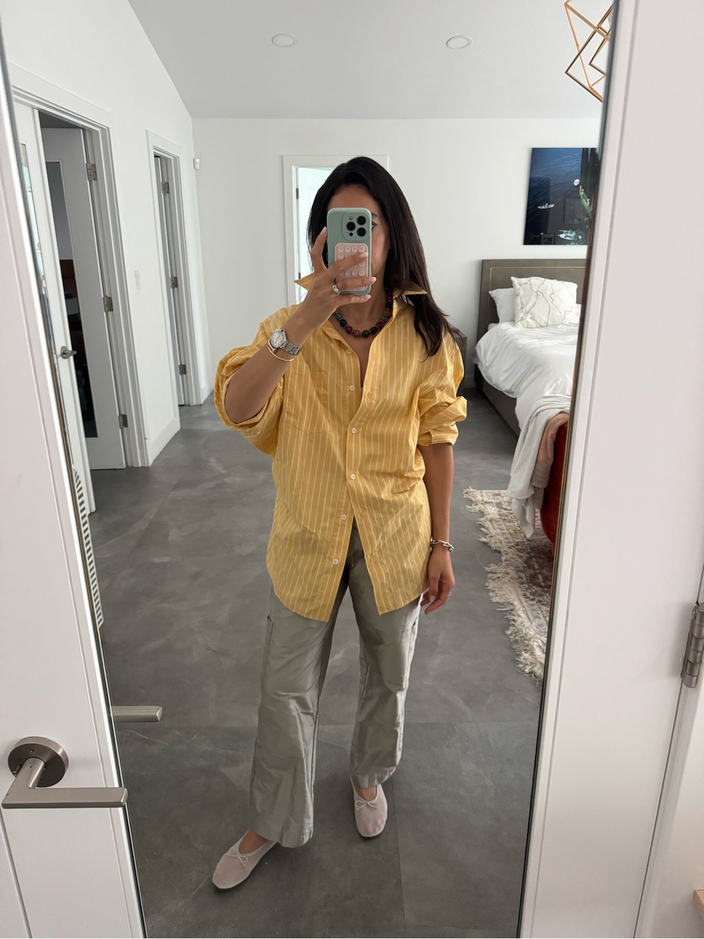 Never worn Zara Yellow Striped Button-Up Shirt - small